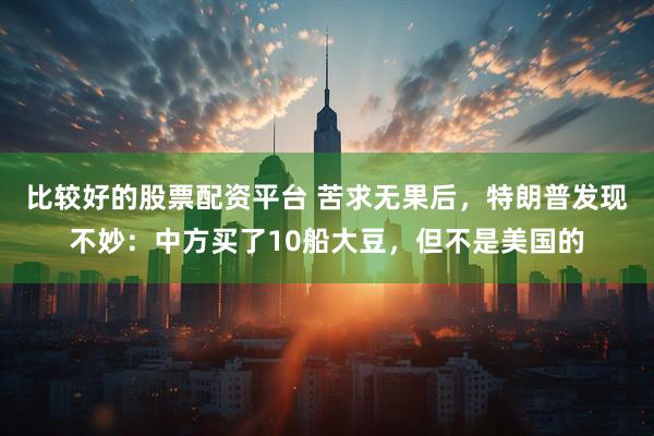 比较好的股票配资平台 苦求无果后，特朗普发现不妙：中方买了10船大豆，但不是美国的